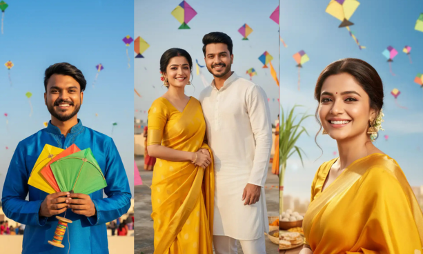 Makar Sankranti Banner Photo Editing Prompts – 2025 Creative Ideas
