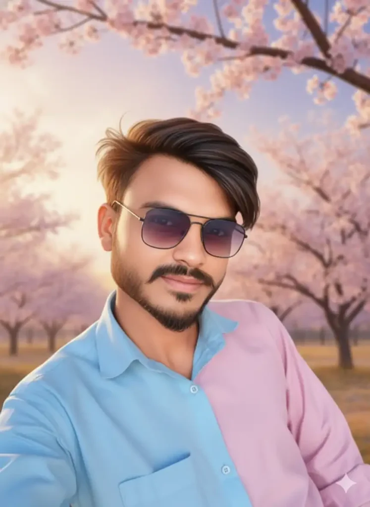 Sky Blue Pink Dreamy Portrait – Soft Light Aesthetic