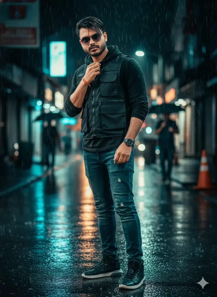 Urban Street Portrait Neon Style Gemini AI Photo Editing Prompts for Boys