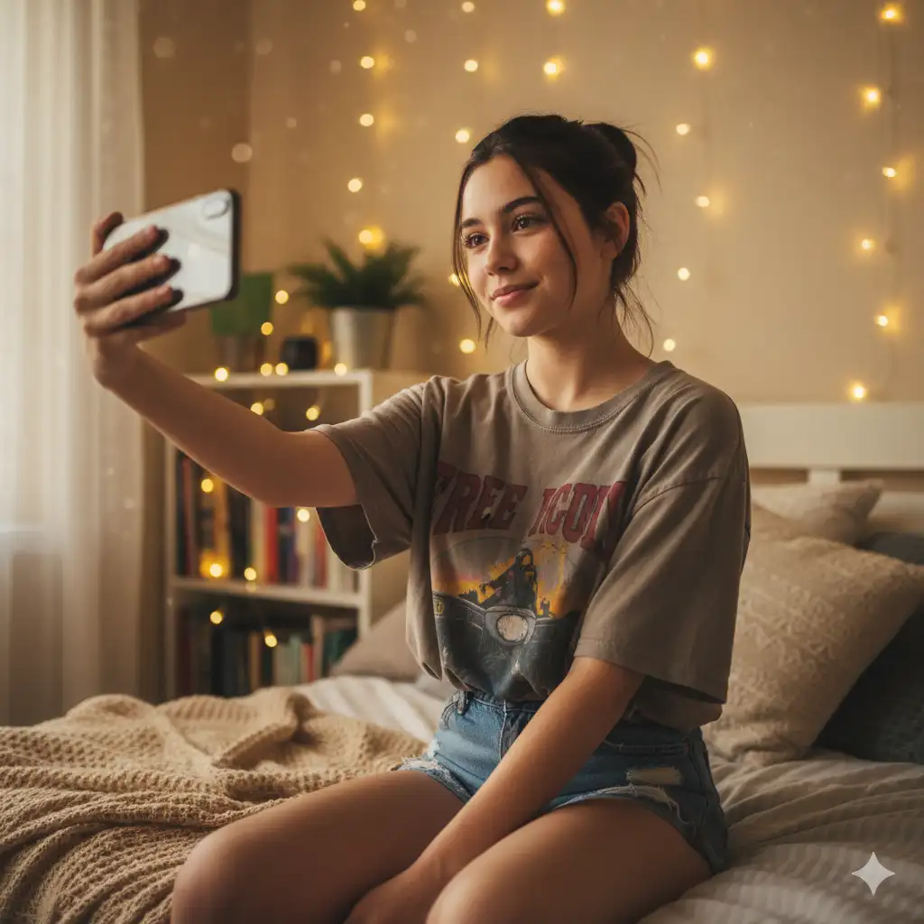 Gemini Photo Editing Prompts for Girl Aesthetic Bedroom Selfie Prompt